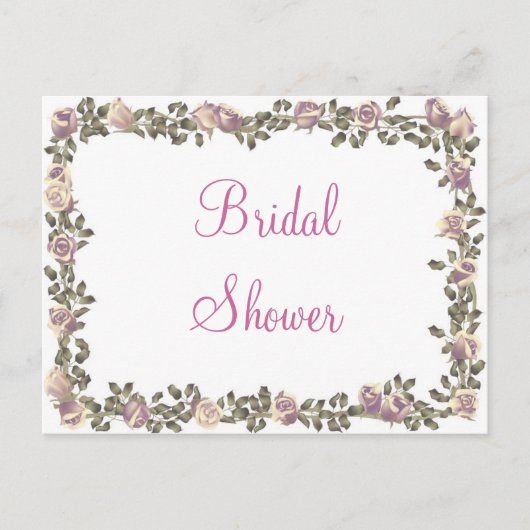 Invitation Carte Postale KRW Floral Bordure personnalisée Douche nuptiale I (Devant)