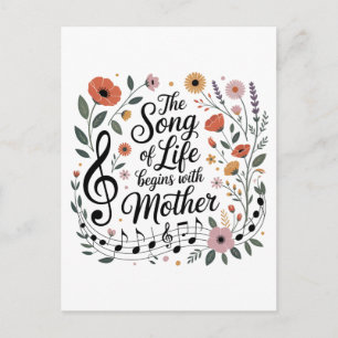 Invitation Carte Postale La chanson de la vie commence avec la mère