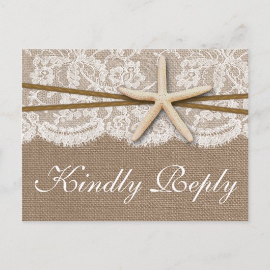 Invitation Carte Postale La collection de mariage Rustic Starfish RSVP (Devant)