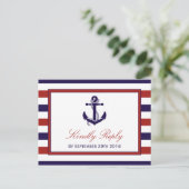 Invitation Carte Postale La collection de Mariages d'Ancres nautiques Red & (Debout devant)