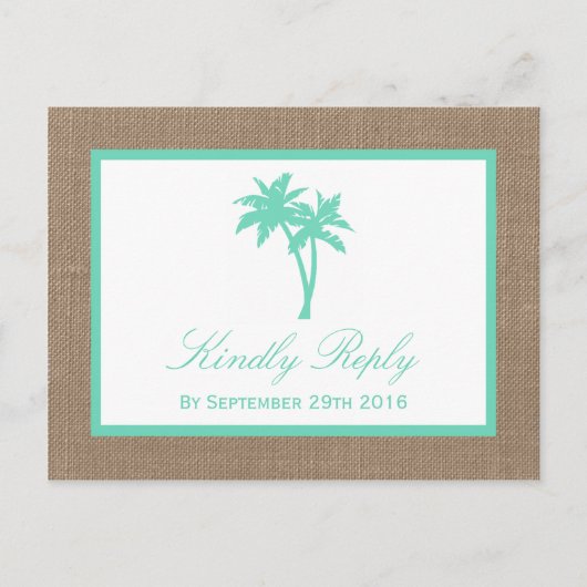 Invitation Carte Postale La collection Tropical Palm Tree Beach Wedding (Devant)