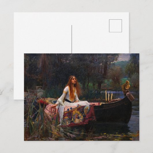 Invitation Carte Postale La Dame de Shalott par John William Waterhouse (Devant / Derrière)