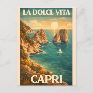 Invitation Carte Postale La Dolce Vita - Affiche de voyage vintage de Capri