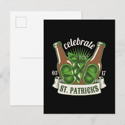 Invitation Carte Postale La fête de la Saint-Patrick (Devant / Derrière)