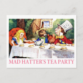 INVITATION CARTE POSTALE LA FÊTE DU THÉ DE LA MAD HATTER