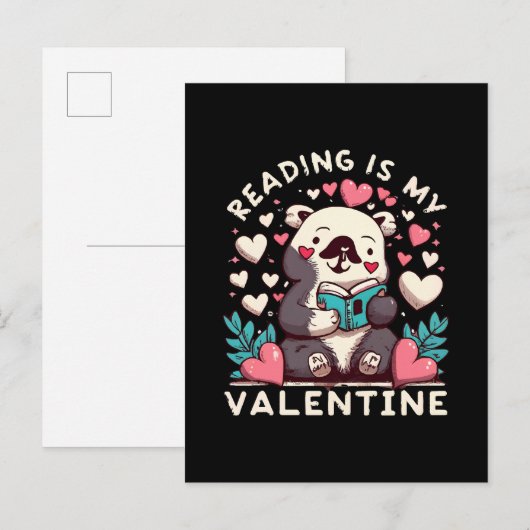 Invitation Carte Postale La lecture est ma Saint-Valentin (Devant / Derrière)