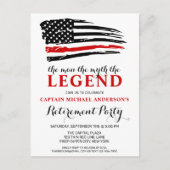 Invitation Carte Postale La légende Pompier Mince Red Line Retirement (Devant)