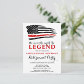 Invitation Carte Postale La légende Pompier Mince Red Line Retirement (Debout devant)