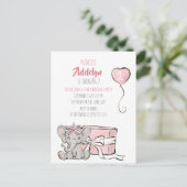 Invitation Carte Postale La princesse rose Eléphant fête du 2e anniversaire (Debout devant)