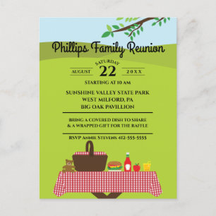 Invitation Carte Postale La Réunion de famille au Tableau de pique-nique de