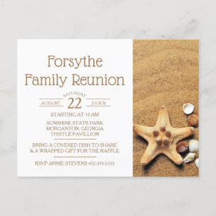 Invitation Carte Postale La Réunion de famille d'étoiles de mer et de plage