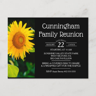 Invitation Carte Postale La Réunion de famille jaune de tournesol