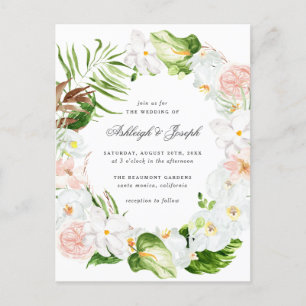 Invitation Carte Postale La verdure florale tropicale tressent le mariage