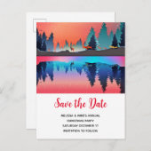 Invitation Carte Postale Lac panoramique d'hiver avec cerfs Noël Enregistre (Devant / Derrière)