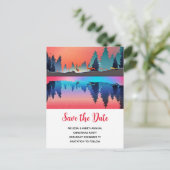 Invitation Carte Postale Lac panoramique d'hiver avec cerfs Noël Enregistre (Debout devant)