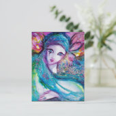 Invitation Carte Postale LADY BLUE MASQUE Élégante Fête de Mascarade (Debout devant)