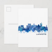 Invitation Carte Postale Lafayette Louisiane Skyline Blue (Devant / Derrière)