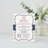 Invitation Carte Postale Lait, Marine, Eggshell Stripes Fête des mariées (Debout devant)