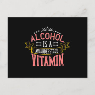 Invitation Carte Postale L'Alcool Est Une Vitamine Incomprise