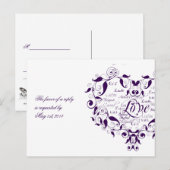 Invitation Carte Postale L'amour dans n'importe quelle langue en violet car (Devant / Derrière)