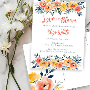 Invitation Carte Postale L'amour est dans l'aquarelle fleurie douche nuptia