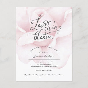 Invitation Carte Postale L'amour est en fleur, simple douche nuptiale moder