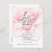 Invitation Carte Postale L'amour est en fleur, simple moderne douche nuptia (Devant / Derrière)