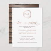 Invitation Carte Postale L'amour est Patient Rose Gold Mariage Changement d (Devant / Derrière)
