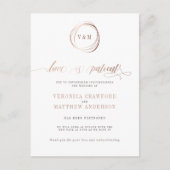 Invitation Carte Postale L'amour est Patient Rose Gold Mariage Changement d (Devant)