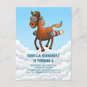Invitation Carte Postale L'anniversaire de Rocket Pony