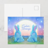 Invitation Carte Postale Lapins du crépuscule personnalisables (Devant / Derrière)