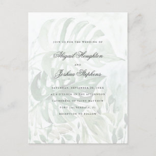 Invitation Carte Postale L'aquarelle Monstera tropical part du mariage