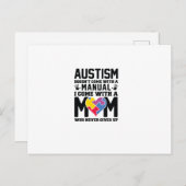 Invitation Carte Postale L'autisme ne vient pas avec un manuel (Devant / Derrière)