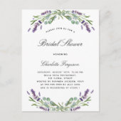 Invitation Carte Postale Lavande eucalyptus violette fleurie douche nuptial (Devant)