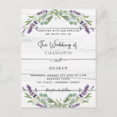 Invitation Carte Postale Lavande vert bois blanc Code QR mariage (Devant)
