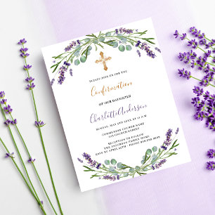Invitation Carte Postale Lavande violet fleurit verdure Confirmation