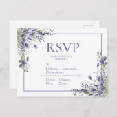 Invitation Carte Postale Lavender Eucalyptus Botanical Script Wedding RSVP (Devant / Derrière)