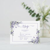 Invitation Carte Postale Lavender Eucalyptus Botanical Script Wedding RSVP (Debout devant)