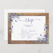 Invitation Carte Postale Lavender Eucalyptus Script mariage en bois RSVP (Devant / Derrière)