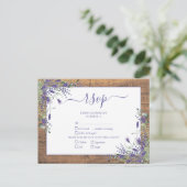Invitation Carte Postale Lavender Eucalyptus Script mariage en bois RSVP (Debout devant)