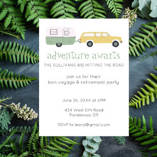 Invitation Carte Postale L'AVENTURE ATTEND RV Fête de départ à la retraite