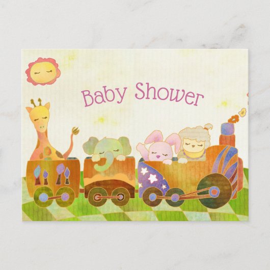 Invitation Carte Postale Le Baby shower des petits animaux (Devant)