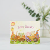 Invitation Carte Postale Le Baby shower des petits animaux (Debout devant)
