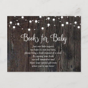 Invitation Carte Postale Le bébé brasse les livres rustiques de baby shower