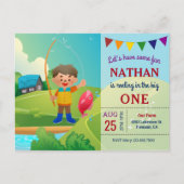 Invitation Carte Postale Le Big One Boys Pêche 1er Fête d'anniversaire (Devant)