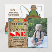 Invitation Carte Postale Le Big One Fishing Theme Garçons 1er anniversaire (Devant / Derrière)