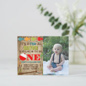 Invitation Carte Postale Le Big One Fishing Theme Garçons 1er anniversaire (Debout devant)