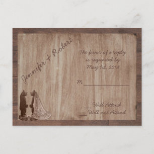 Invitation Carte Postale Le bois de grange soutient le mariage campagnard