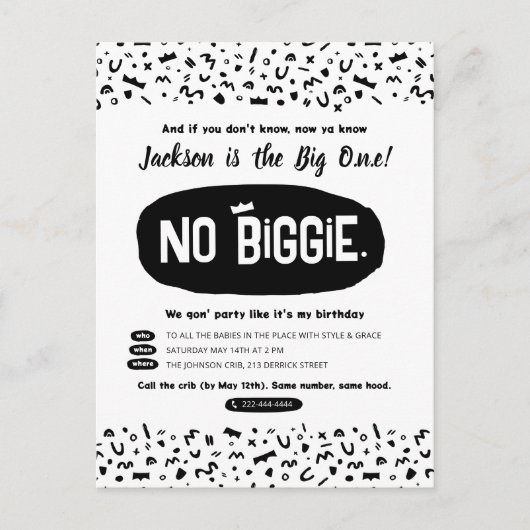 Invitation Carte Postale Le Grand Anniversaire, Hip hop notoire des années (Devant)