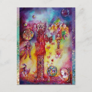 Invitation Carte Postale Le JARDIN LOST OMBRAGE DES FÉES, rose de PAPILLONS